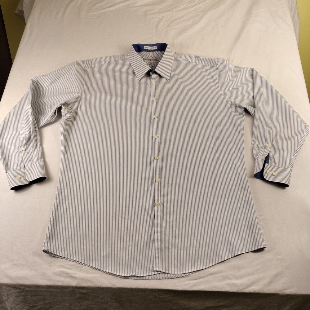 Jhane‎ Barnes Menswear L / S Shirt Mens Size 18.5 38 /37 Tall Striped - Issue